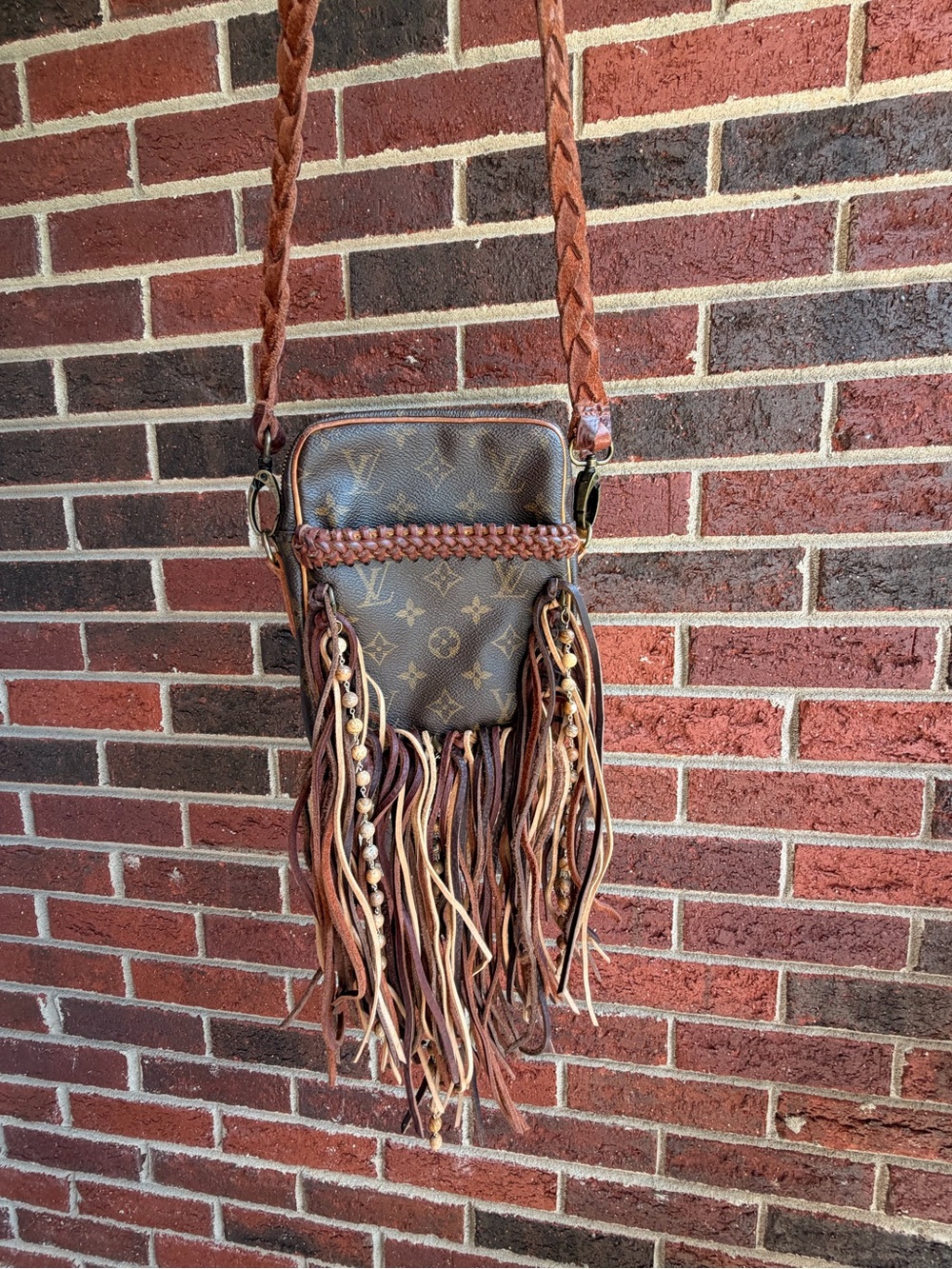 Louis Vuitton Brown & Tan Monogram Fringe Crossbody